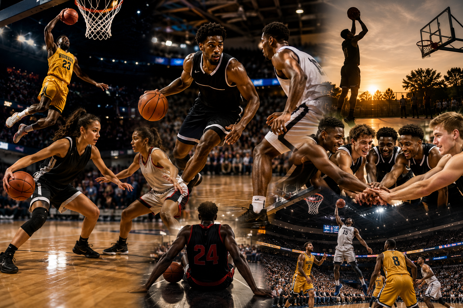 Dynamic Basketball Showcase: Teamwork, Hustle & Skill